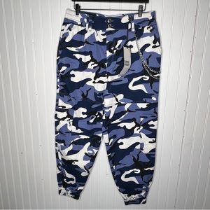 NWT Almost Famous BDU Military Camouflage Camo Cargo Joggers with Chain Size 1X
